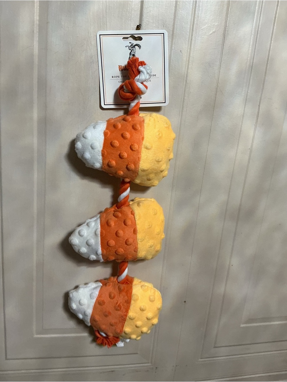 Harry Barker Pet Halloween Plush Candy Corn with Knot Dog 19” Clinker Dog Toy